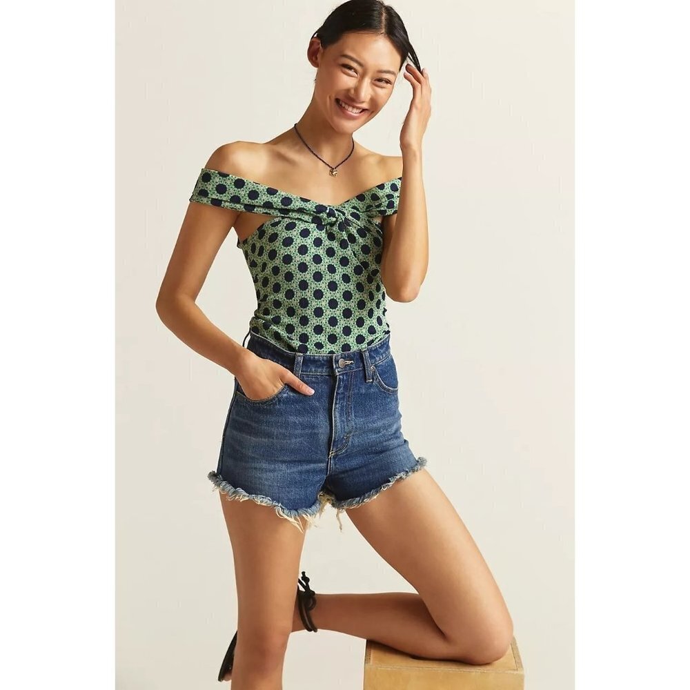 NWT Anthropologie Maeve Off the Shoulder Polka Dot Top XXS